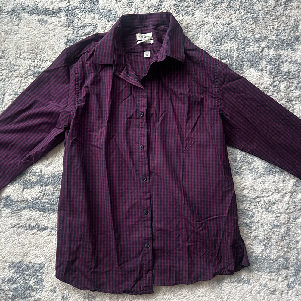 Lucky Brand Fuchsia and Navy Checkered Shirt